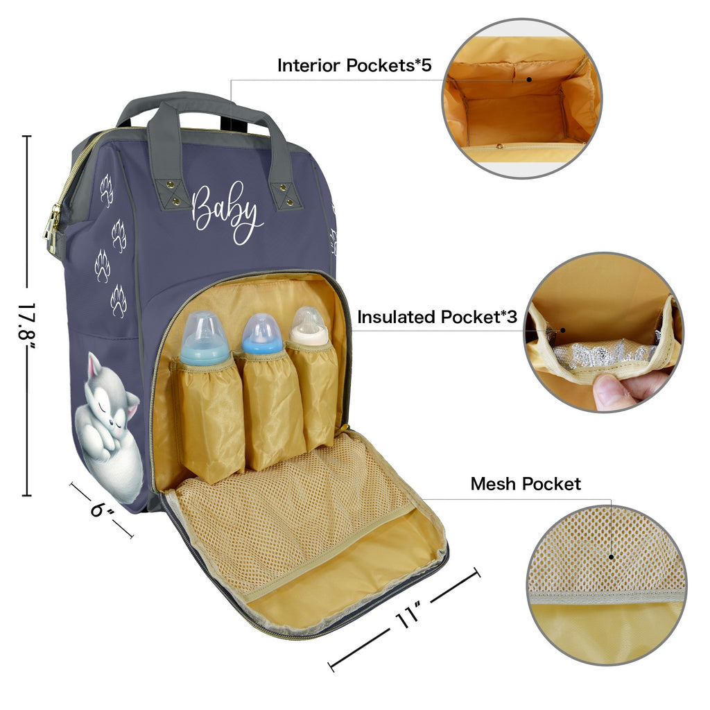 Malakai Wolf Paw Prints Custom Diaper Bag