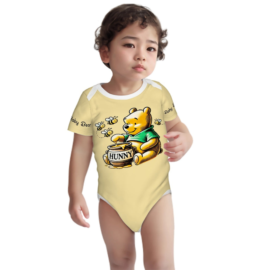 Pooh Baby Onesie® Cotton Short Sleeve Baby Bear Bodysuit Pooh Newborn To 2T, Butter