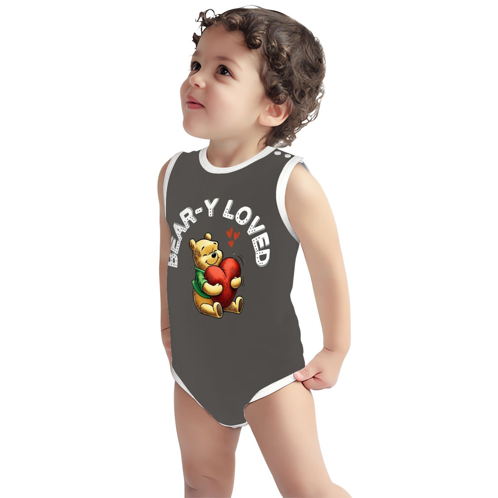 Baby Bear Onesie® Cotton Sleeveless Summer Pooh Bodysuit Newborn To 2T, Pepper