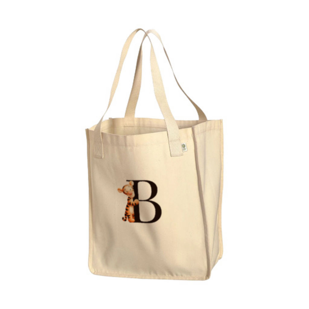 Tigger Monogram Tote Personalized Canvas Tote Bag Eco Friendly Pure Organic Cotton