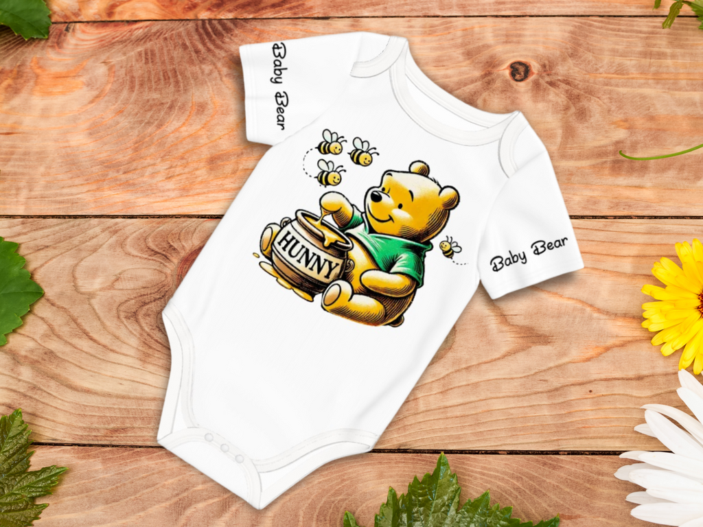 Baby Onesie® Cotton Short Sleeve Pooh Baby Bear Bodysuit Newborn To 2T, White