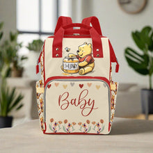 Load image into Gallery viewer, Pooh Bear and Tigger Red and Tan Diaper Bag Backpack Multi-Function Backpack