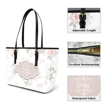 Load image into Gallery viewer, Floral Leather Tote Bag Personalized For Baby Genuine Cross-Grain Leather for Baby Shower