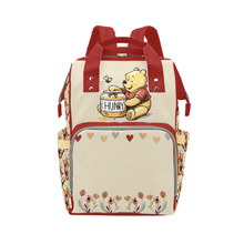 Load image into Gallery viewer, Pooh Bear and Tigger Red and Tan Diaper Bag Backpack Multi-Function Backpack