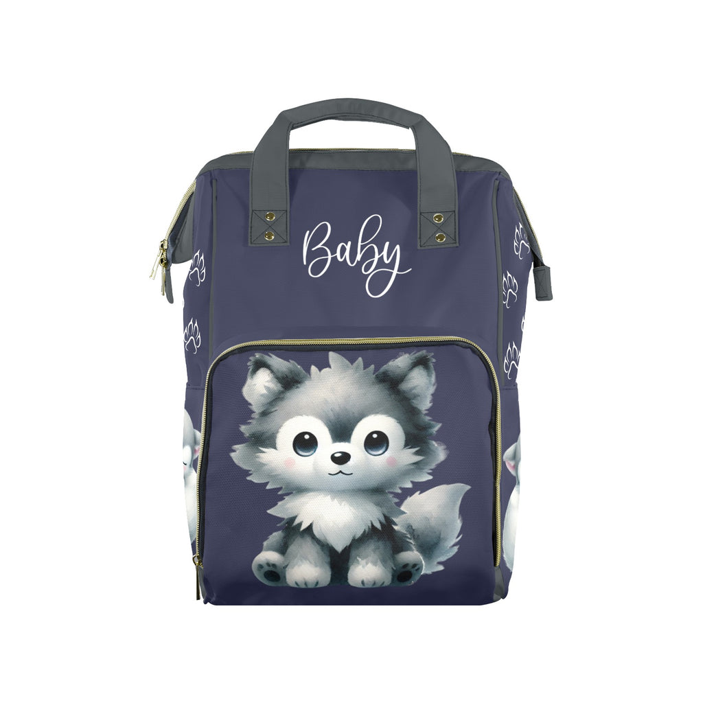 Malakai Wolf Paw Prints Custom Diaper Bag