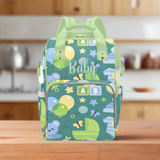 Personalize Optional - Designer Diaper Bags - Unisex Pastels With Baby Name - Green - Waterproof Multi-Function Backpack