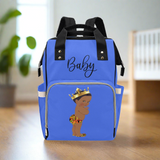 Designer Diaper Bag - Ethnic African American King Baby Boy - Royal Blue Waterproof Diaper Bag Backpack