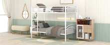 Load image into Gallery viewer, Twin Over Twin Metal Bunk Bed,Divided into Two Beds(White)