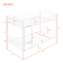 Load image into Gallery viewer, Twin Over Twin Metal Bunk Bed,Divided into Two Beds(White)