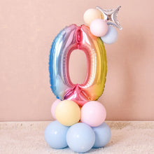 Load image into Gallery viewer, 1 SET Rainbow Foil Number Balloons 0-9 Birthday Party Anniversary Decor Globo Kids figure Air Ball Supplies