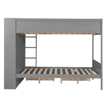 Load image into Gallery viewer, Full over Full Bunk Bed With 2 Drawers and Multi-layer Cabinet, Gray