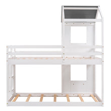 Load image into Gallery viewer, Twin Over Twin Bunk Bed Wood Bed with Roof, Window, Guardrail, Ladder (White)