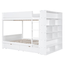 Load image into Gallery viewer, Full over Full Bunk Bed With 2 Drawers and Multi-layer Cabinet, White