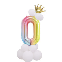 Load image into Gallery viewer, 1 SET Rainbow Foil Number Balloons 0-9 Birthday Party Anniversary Decor Globo Kids figure Air Ball Supplies