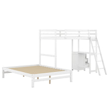 Load image into Gallery viewer, Twin over Full Bunk Bed with Built-in Desk and Three Drawers,White