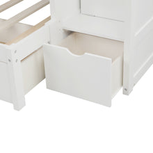 Load image into Gallery viewer, Twin over Full/Twin Bunk Bed, Convertible Bottom Bed, Storage Shelves and Drawers, White