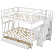 Load image into Gallery viewer, Full over Full Bunk Bed with Two Drawers and Storage, White