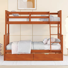 Load image into Gallery viewer, Twin-Over-Full Bunk Bed with Ladders and Two Storage Drawers (Walnut) { old sku:LT000165AAD}