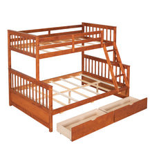 Load image into Gallery viewer, Twin-Over-Full Bunk Bed with Ladders and Two Storage Drawers (Walnut) { old sku:LT000165AAD}