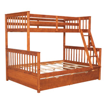 Load image into Gallery viewer, Twin-Over-Full Bunk Bed with Ladders and Two Storage Drawers (Walnut) { old sku:LT000165AAD}