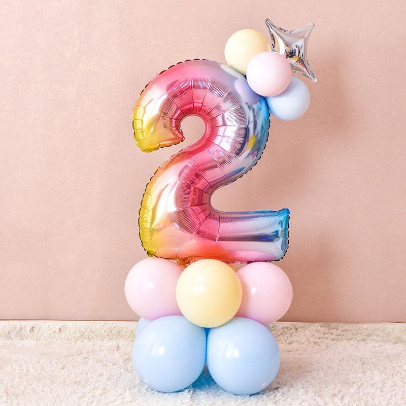 1 SET Rainbow Foil Number Balloons 0-9 Birthday Party Anniversary Decor Globo Kids figure Air Ball Supplies