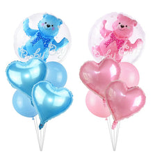 Load image into Gallery viewer, 4D Transparent Baby Shower Boy Girl Bear Bubble Ball Kids 1st Birthday Party Blue Pink Helium Balloon Gender Reveal Decoration