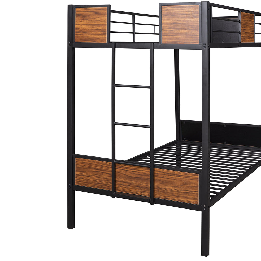 Twin-over-twin bunk bed modern style steel frame bunk bed with safety rail