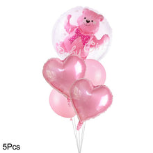 Load image into Gallery viewer, 4D Transparent Baby Shower Boy Girl Bear Bubble Ball Kids 1st Birthday Party Blue Pink Helium Balloon Gender Reveal Decoration