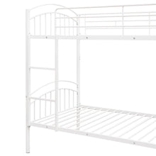 Load image into Gallery viewer, Twin Over Twin Metal Bunk Bed,Divided into Two Beds(White)