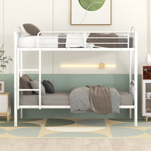 Load image into Gallery viewer, Twin Over Twin Metal Bunk Bed,Divided into Two Beds(White)