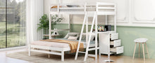 Load image into Gallery viewer, Twin over Full Bunk Bed with Built-in Desk and Three Drawers,White