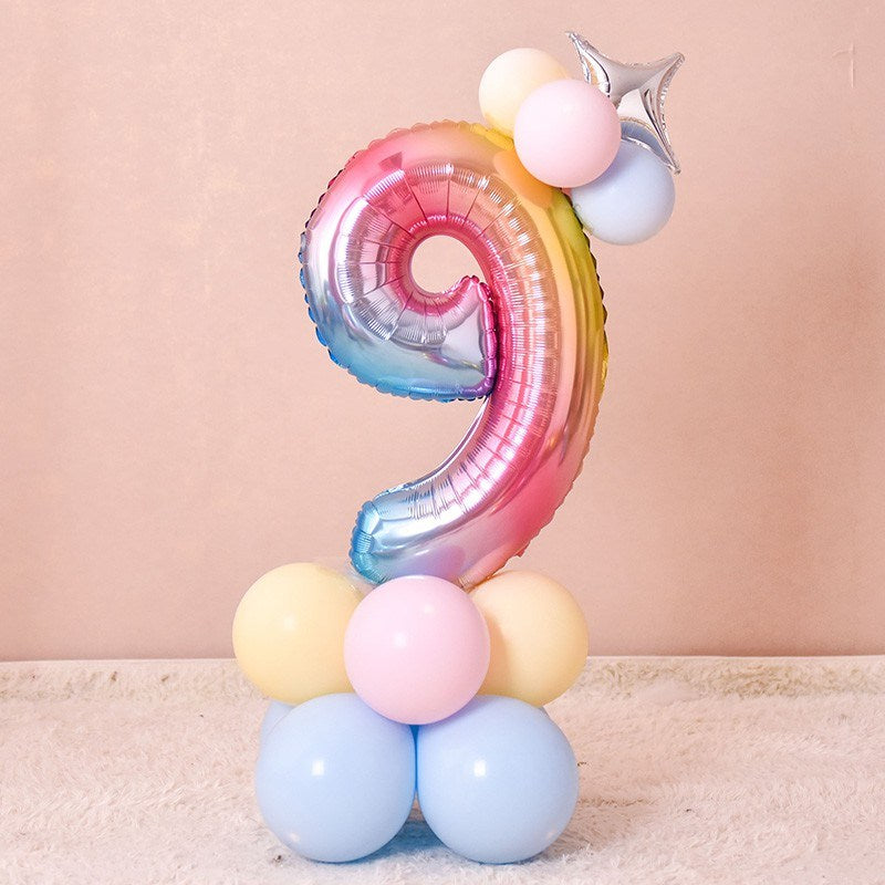 1 SET Rainbow Foil Number Balloons 0-9 Birthday Party Anniversary Decor Globo Kids figure Air Ball Supplies