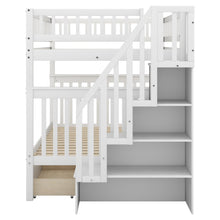 Load image into Gallery viewer, Full over Full Bunk Bed with Two Drawers and Storage, White