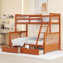 Load image into Gallery viewer, Twin-Over-Full Bunk Bed with Ladders and Two Storage Drawers (Walnut) { old sku:LT000165AAD}