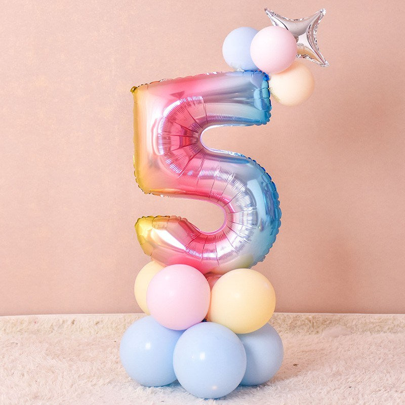 1 SET Rainbow Foil Number Balloons 0-9 Birthday Party Anniversary Decor Globo Kids figure Air Ball Supplies