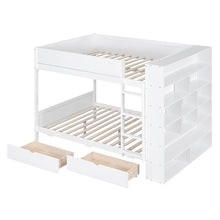 Load image into Gallery viewer, Full over Full Bunk Bed With 2 Drawers and Multi-layer Cabinet, White