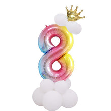 Load image into Gallery viewer, 1 SET Rainbow Foil Number Balloons 0-9 Birthday Party Anniversary Decor Globo Kids figure Air Ball Supplies