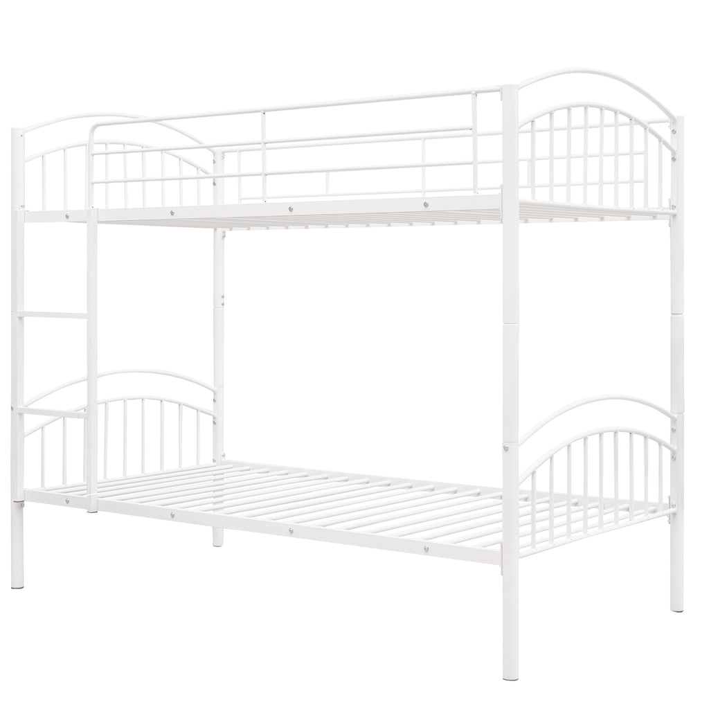 Twin Over Twin Metal Bunk Bed,Divided into Two Beds(White)