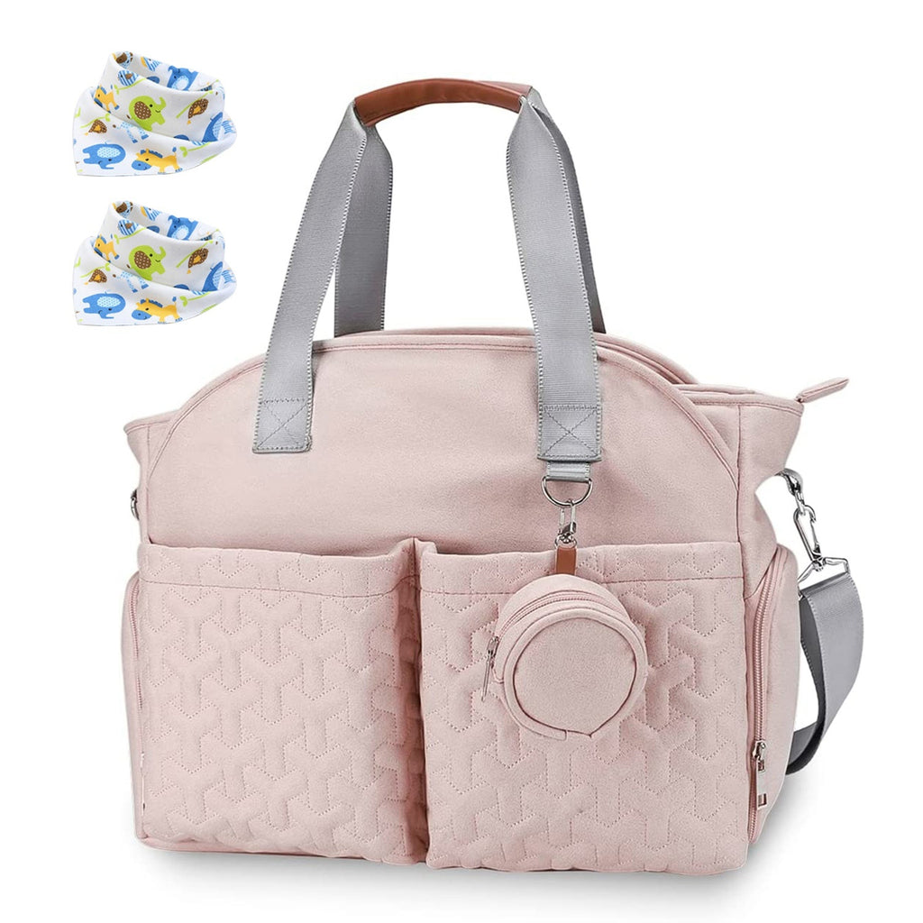 Breast Pump Bag Diaper Tote Bag with Detachable Shoulder Strap Side Pocket Free Baby Bibs Compatible with Spectra S1 S2 Medela