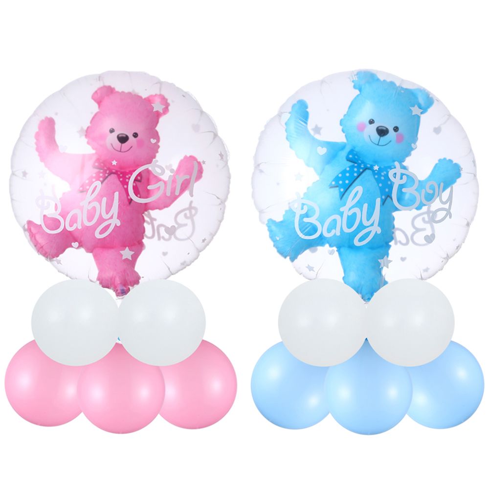 4D Transparent Baby Boy Girl Blue Pink Bubble Balloon Bear Foil Balloons Kids Birthday Gender Reveal Baby Shower Decorations