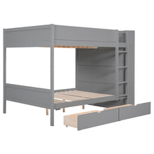 Load image into Gallery viewer, Full over Full Bunk Bed With 2 Drawers and Multi-layer Cabinet, Gray