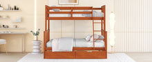 Load image into Gallery viewer, Twin-Over-Full Bunk Bed with Ladders and Two Storage Drawers (Walnut) { old sku:LT000165AAD}