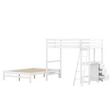 Load image into Gallery viewer, Twin over Full Bunk Bed with Built-in Desk and Three Drawers,White