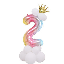 Load image into Gallery viewer, 1 SET Rainbow Foil Number Balloons 0-9 Birthday Party Anniversary Decor Globo Kids figure Air Ball Supplies