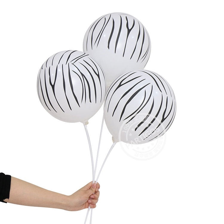 10PCS 12 Inch Animal Cow Tiger Leopard Zebra Paws Printed Round Latex Balloons