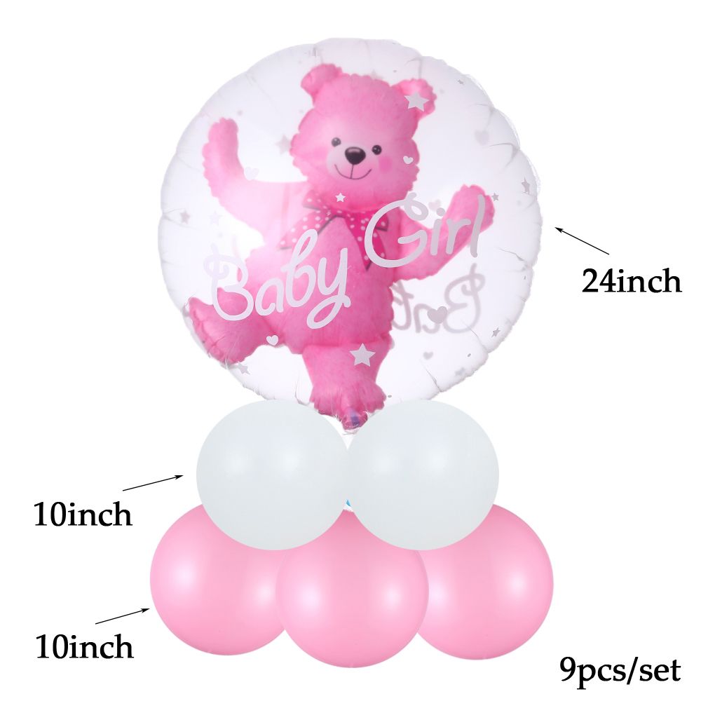 4D Transparent Baby Boy Girl Blue Pink Bubble Balloon Bear Foil Balloons Kids Birthday Gender Reveal Baby Shower Decorations