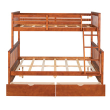 Load image into Gallery viewer, Twin-Over-Full Bunk Bed with Ladders and Two Storage Drawers (Walnut) { old sku:LT000165AAD}