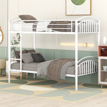 Load image into Gallery viewer, Twin Over Twin Metal Bunk Bed,Divided into Two Beds(White)