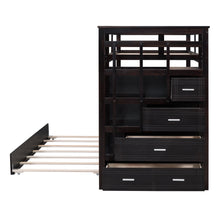 Load image into Gallery viewer, Twin Over Twin Bunk Bed with Trundle and Staircase, Espresso