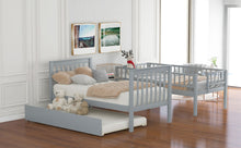 Load image into Gallery viewer, Twin over Twin Bunk Bed with Trundle and Storage, Gray